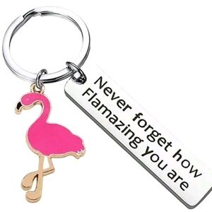 Flamingo Keychain with Inspirational Message
